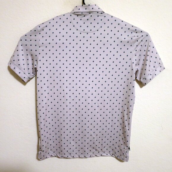 Mizzen Main Shirt Men Medium Short Sleeve Golf Polo Trim Fit Gray Blue Circles - Picture 5 of 6